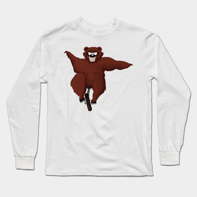 Bear on a unicycle Long Sleeve T-Shirt by nickemporium1